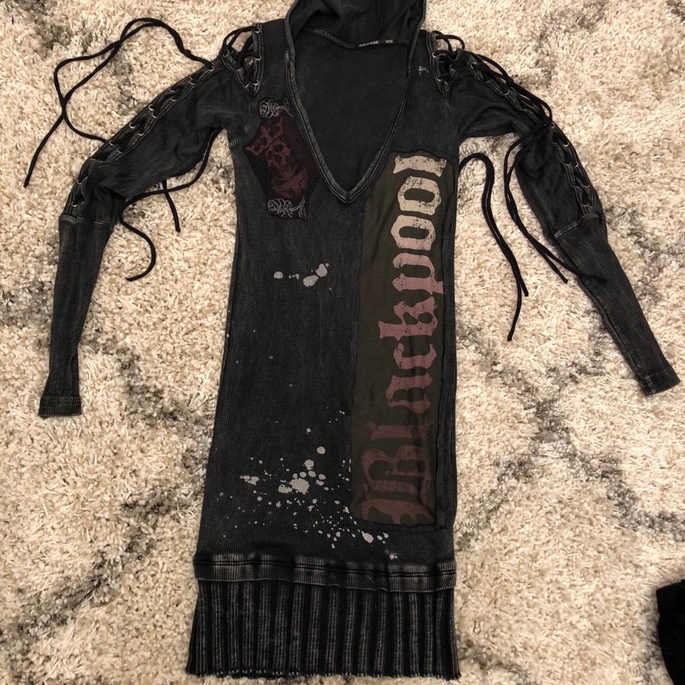 Blackpool Black Hooded Dress - Picture 2 of 6